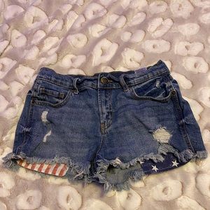 Red white and blue Jean shorts